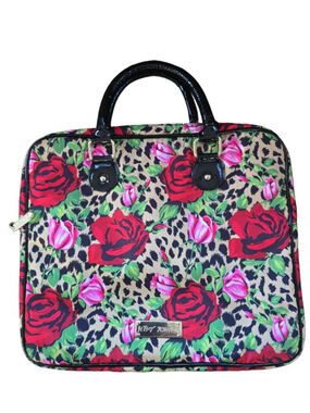 Betsey Johnson Floral Leopard Print Satchel Bag